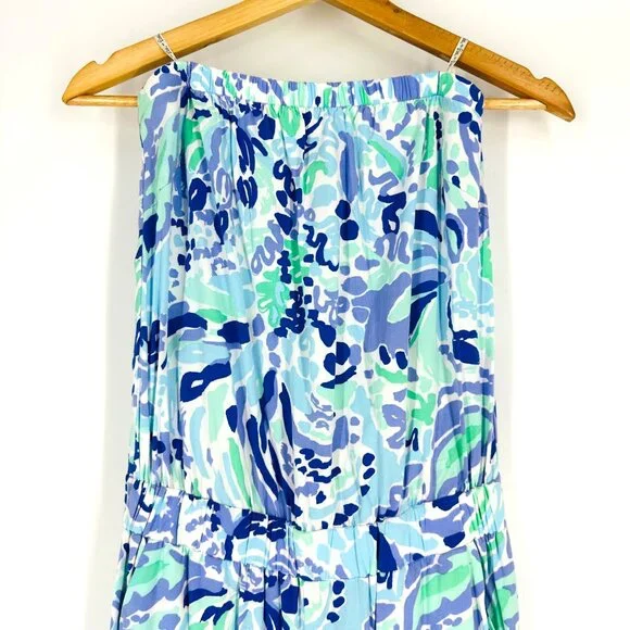 Lilly Pulitzer Womens Emiko Strapless jumpsuit in Lillys Lilac Nice Ink Size XS - Picture 5 of 11